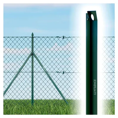 Produktbild von L-profil Zaunstreben 10er-Set grün pulverbeschichtet aus Stahl für Maschendrahtzaun (verschiedene Höhen) [H 200cm]