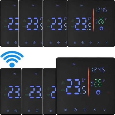 Obrázok produktu pre 8x digitálny WiFi termostat – izbový termostat pre ohrev teplej vody 3A a podlahové kúrenie, 2 režimy, NTC snímač, programovateľný izbový termostat s LCD displejom