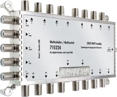 Zdjęcie produktu dla Rozdzielacz SCHWAIGER 715224 SAT splitter z 16 wyjściami do dystrybucji sygnału satelitarnego w budynkach
