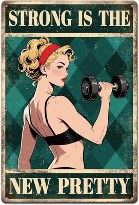 Productafbeelding van Metalen tinnen bord "Strong Is The New Pretty" vintage rustieke tinnen plaquette met inspirerend citaat 30