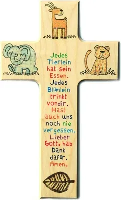 Produktbild von Kinderkreuz aus Holz Tiere 20cm
