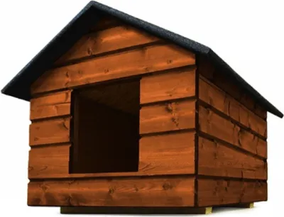 Produktbild von QLS Hunde- Katzenhaus Größe M mit Vorhang Isoliert Winterfest Teak Outdoor 11007