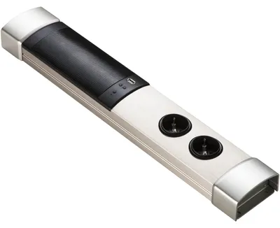 Produktbild von Steckdosenelement Toki mit Bluetooth-Lautsprecher, Edelstahl Effekt