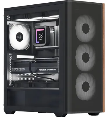 Produktbild von Aerocool D501A, Midi Tower, PC, Schwarz, ATX, micro ATX, Mini-ITX, Acrylnitril-Butadien-Styrol (ABS), SPCC, Holz, Gaming