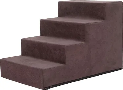 Zdjęcie produktu dla PillowPrim schody dla zwierząt pomoc przy wejściu małe schody dla psów rampa schody dla kotów 4 stopnie duże brązowe wysokość 40 cm