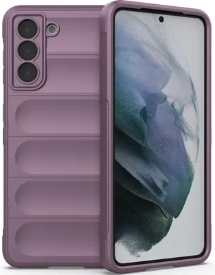 A purple phone case is shown next to a smartphone.