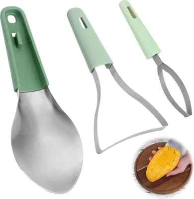 Produktbild von Multifunktionales 3-in-1 Mango Schneidewerkzeug aus Edelstahl für Obst
