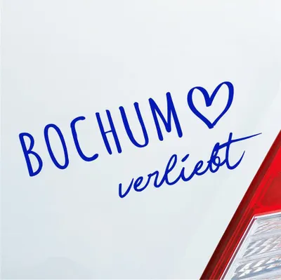 Produktbild von Auto Aufkleber Bochum verliebt Herz Stadt Heimat Liebe Car 19x8 cm Dunkelblau Sticker Heckscheibenaufkleber