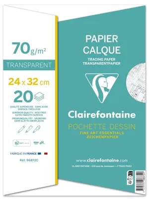 Produktbild von Clairefontaine 3329680968729, 75 g/m², 12 Blätter, Weiß, PEFC