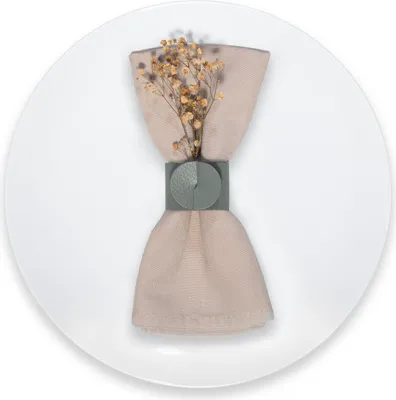 Image de lot de 12 ronds de serviette en cuir d'éléphant - Cuir recyclé - Gris - Ø 4cm