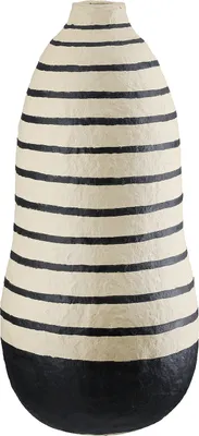 Image de Gilde Vase, "Reao", Linienmuster, Pappmache, creme, VE 2, H. 32 cm, D. 15 cm 55829 4063387558294