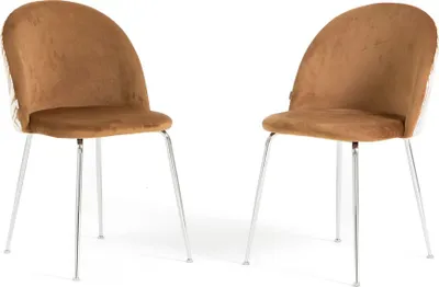 Produktbild von Set 2 gepolsterte Esszimmerstühle aus dekoriertem Samt, Metallbeine, elegantes Design für Küche, Esszimmer, Bar und Restaurants SARA - Zebra/Silber