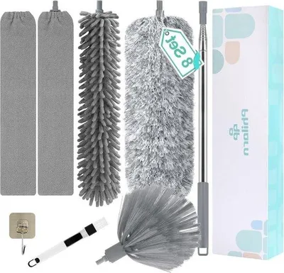 Image de Plumeau télescopique, 280 cm, microfibre, acier inoxydable, gris