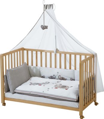 roba Roombed, Babybett 60x120 cm Jumbotwins, Beistellbett zum Elternbett mit kompletter Ausstattung