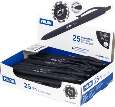 Produktbild von Milan P1, Clip, Clip-on-Einziehkugelschreiber, Schwarz, 25 Stück(e), Medium