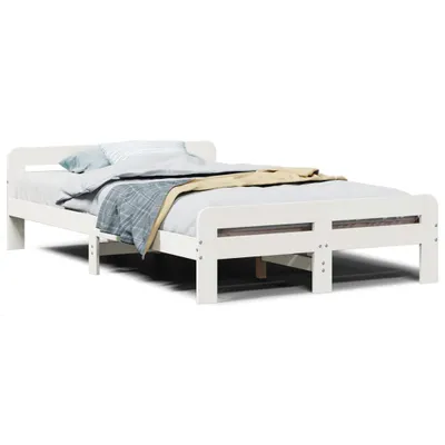 Produktbild von vidaXL Massivholzbett ohne Matratze Weiß 135x190 cm Kiefernholz