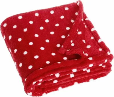 Zdjęcie produktu dla Koc polarowy w czerwone kropki – 75 x 100 cm – poliester