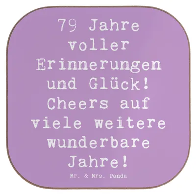 Produktbild von Mr. & Mrs. Panda Untersetzer für Gläser Spruch 79. Geburtstag Erinnerungen - Lavendeltraum - Geschenk, Coaster, besondere Anlässe, herzerwärmend, Lebensfreude, Alter