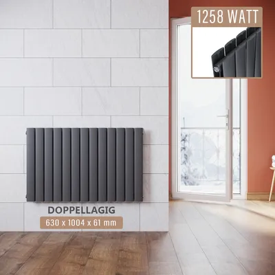 Image de SONNI Radiateur à panneaux 630×1004mm Double couche Anthracite Radiateur vertical