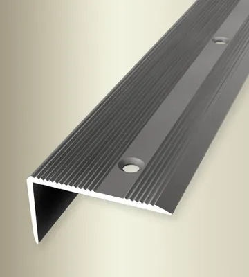 Produktbild von PROVISTON | Winkelprofil | Breite: 40 mm | Höhe: 0 - 22 mm | Länge: 1000 mm | Aluminium eloxiert | Gerillt | Edelstahl | Versenkt Gebohrt