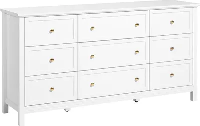 Produktbild von 9-Schubladen-Kommode aus Holz mit Schiebe- und Kippschutzvorrichtung, weiß