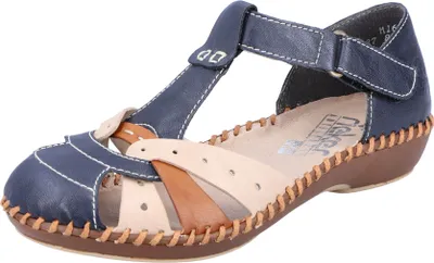Produktbild von Rieker Damen Sandale T-Riemen halb geschlossen Klettverschluss M1655, Größe:38 EU, Farbe:Blau