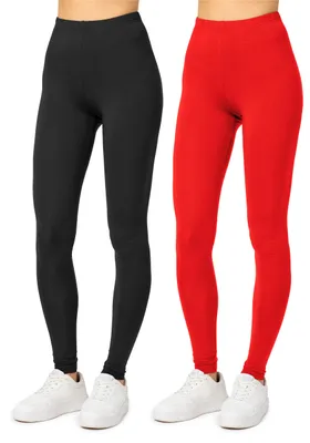 Image de Lot de 2 leggings longs en viscose pour femme Merry Style MS10-143 (noir/rouge, taille S)