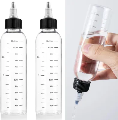 Produktbild von Set mit 2 Haarapplikator-Aufsätzen aus Kunststoff mit Skala und Schraubverschluss (4 oz/100 ml)