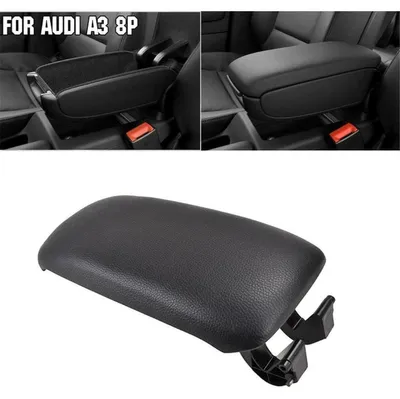 Immagine prodotto di Copri bracciolo per AUDI A3 8P (2003–2012) con rivestimento in pelle nera.