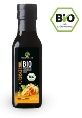 Produktbild von Kräuterland steirisches Kürbiskernöl 100ml aus biologischem Anbau aus gerösteten Kürbiskernen