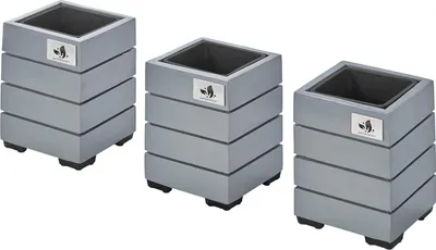 Produktbild von Keramische Gartenpflanzkästen Set von 3 - hellgrau - 16 x 16 x 155 cm