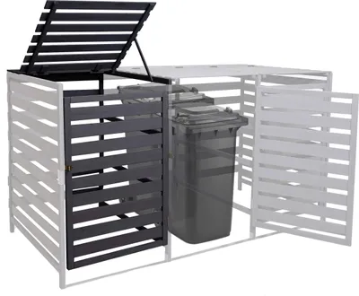 Obrázok produktu pre XL 1ks/2ks nadstavec na odpadkový kôš HWC-H62, box na odpadky, 114x67x97cm masívne drevo ~ antracit