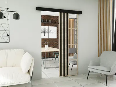 Produktbild von KIER FURNITURE Wandschiebetüren mit Spiegeln MOLI MOLI 60 - 66x205x1,6 cm - Sonoma-Eiche