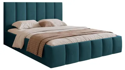 Obrázek produktu pro Selsey Sarafino - Čalouněná postel 160x200 cm, s roštem a podnoží, tyrkysová barva
