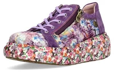 Produktbild von Laura Vita Damen Sneaker mit Plateau mit Floralmuster perforiert SODAO 02, Größe:39 EU, Farbe:Violett