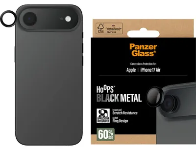 Produktbild von PanzerGlass ® Hoops® Kameraschutz Schwarz iPhone Air, Apple, Apple - iPhone Air, Trockene Anwendung, Kratzresistent, Schockresistent, Schwarz, 1 Stück(e)