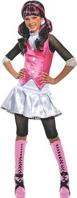 Produktbild von Original Lizenz Monster High Draculaura Kostüm Schwarz Pink Monsterhigh Monsterkostüm Kinderkostüm für Kinder Gr. L, M, Größe:L
