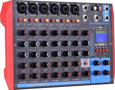 Obrázek produktu pro AG-8 Přenosný 8kanálový mixážní pult Digitální audio mixážní pult +48V Fantomové napájení Podporuje připojení BT/USB/MP3 pro nahrávání hudby DJ síť Živé vysílání Karaoke