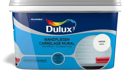 Produktbild von Dulux Fresh up Wandfliesenfarbe Satin, Frische Farbe für Ihr Bad, Weiss, 2 l