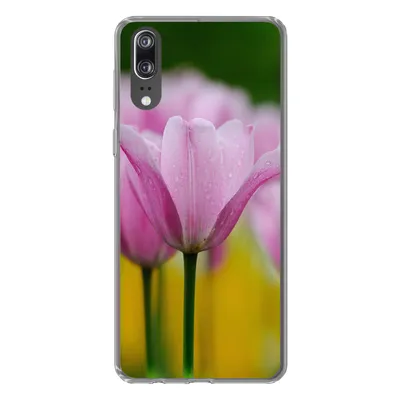 Produktbild von MuchoWow® Handyhülle Schutzhülle Hülle für Huawei P20 Blumen - Tulpen - Rosa Silikon Softcase Handy Hülle - Hardcover