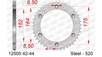 Produktbild von AFAM Kettenrad 12500-44 Hinten für YAMAHA MOTORCYCLES DT Stahl