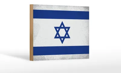 Produktbild von Holzschild Flagge Israel 18x12 cm Flag of Israel Vintage Dekoration