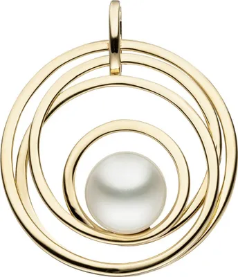 Produktbild von Anhänger 4 Kreise rund aus 585 Gold Gelbgold mit Süßwasser Perle Halsschmuck