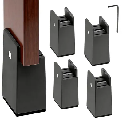 Produktbild von Möbelerhöher Stuhlerhöher Bettenerhöher - Höhenverstellbar - 10 cm - Schwarz - 4 Stück, für Beine von 10 bis 37 mm