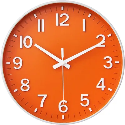 Produktbild von Geräuschlose 30,5 cm Wanduhr ohne Ticken für Wohnzimmer, Schlafzimmer, Küche, Büro (Orange)