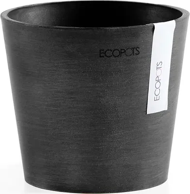 Produktbild von Blumentopf Ecopots Amsterdam Mini Kunststoff matt Ø 13 cm H 11,4 cm dunkelgrau