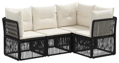 Produktbild von vidaXL Gartensofa-set 4 pcs Schwarz Poly-Rattan