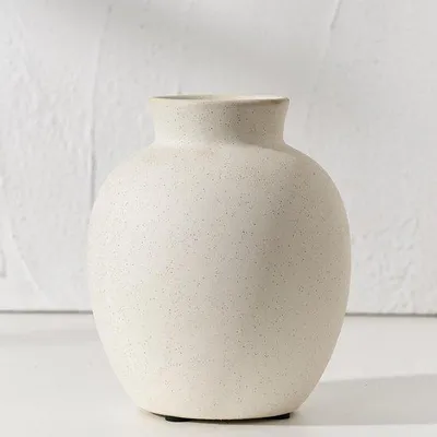 Obrázek produktu pro Keramická terakotová váza, bílá, s boho dekorem