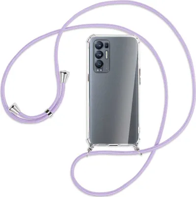 Produktbild von Handykette Backcover-Schutzhülle mit Band (Metall silberfarben) für Oppo Reno5 Pro Plus 5G - violett