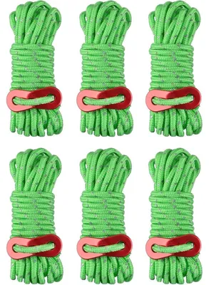 Produktbild von Reflektierende Abspannseile mit Seilspanner 4m, 4mm Nylonschnur, Grün, 6 Stück